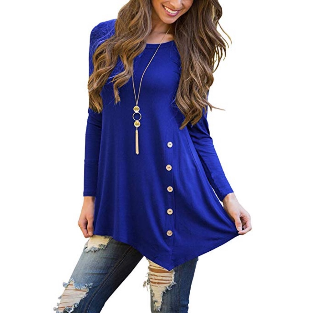 Long Sleeve Casual Scoop Neck Tunic Top